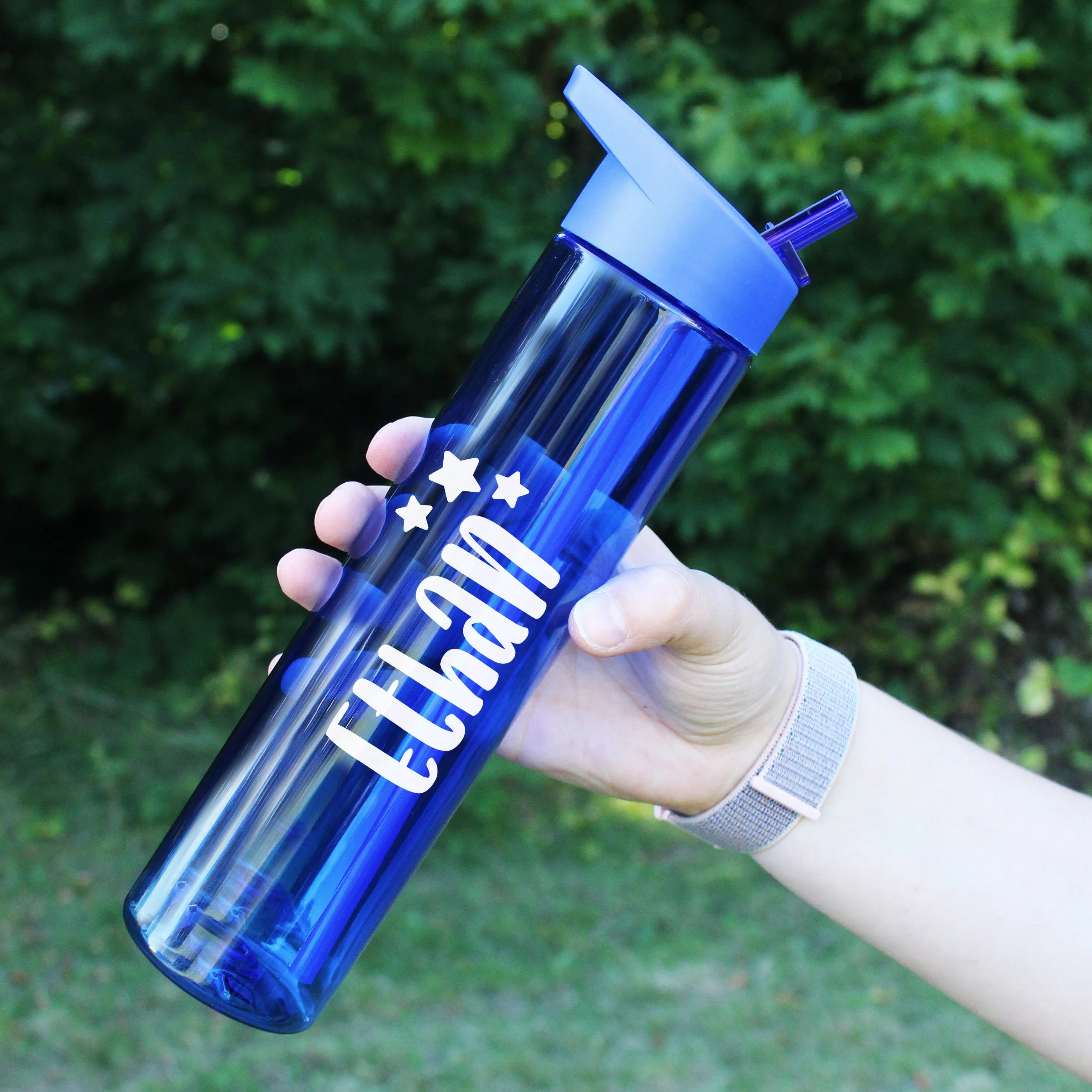 Personalised Kid's Water Bottle with Flip Straw 600ml