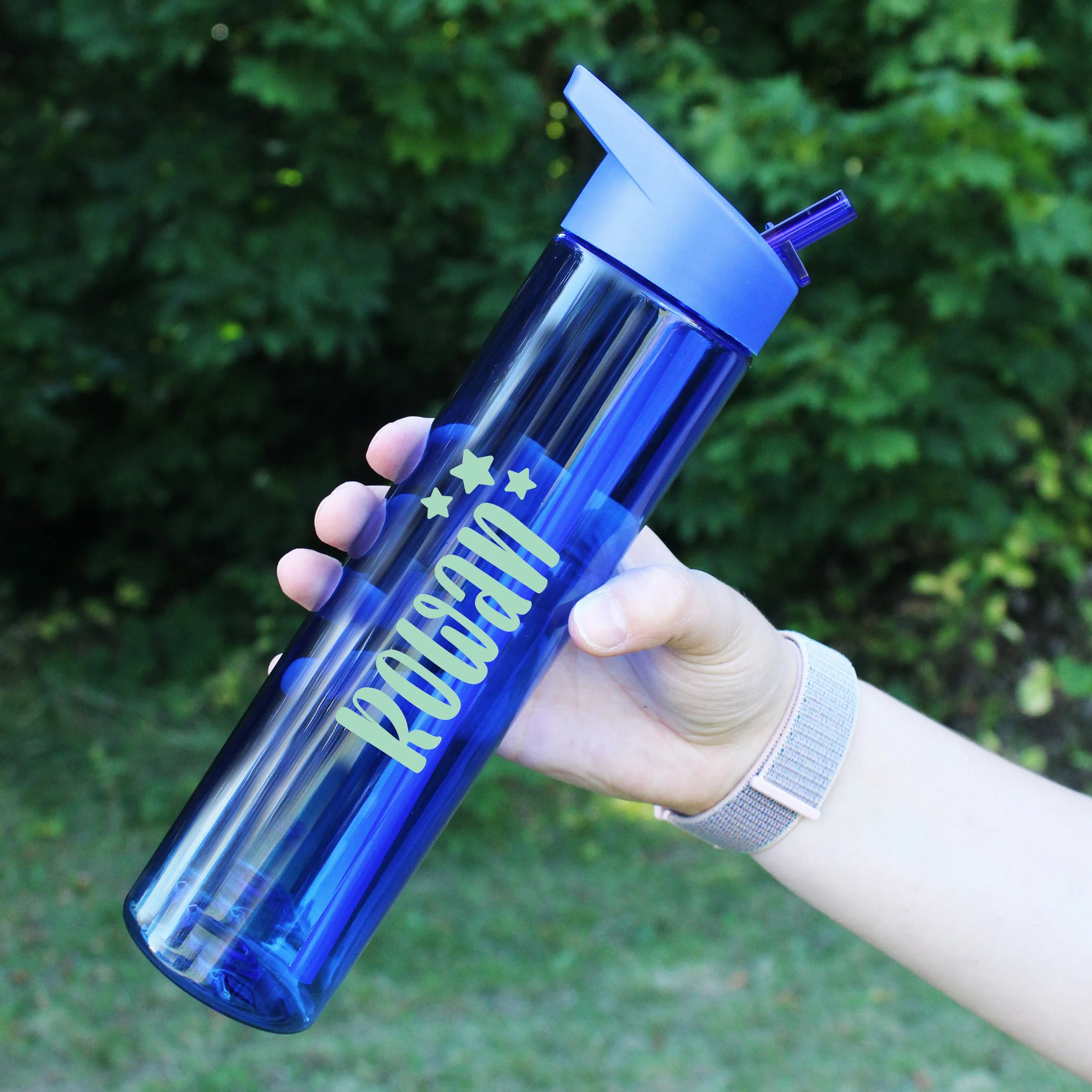 Personalised Kid's Water Bottle with Flip Straw 600ml