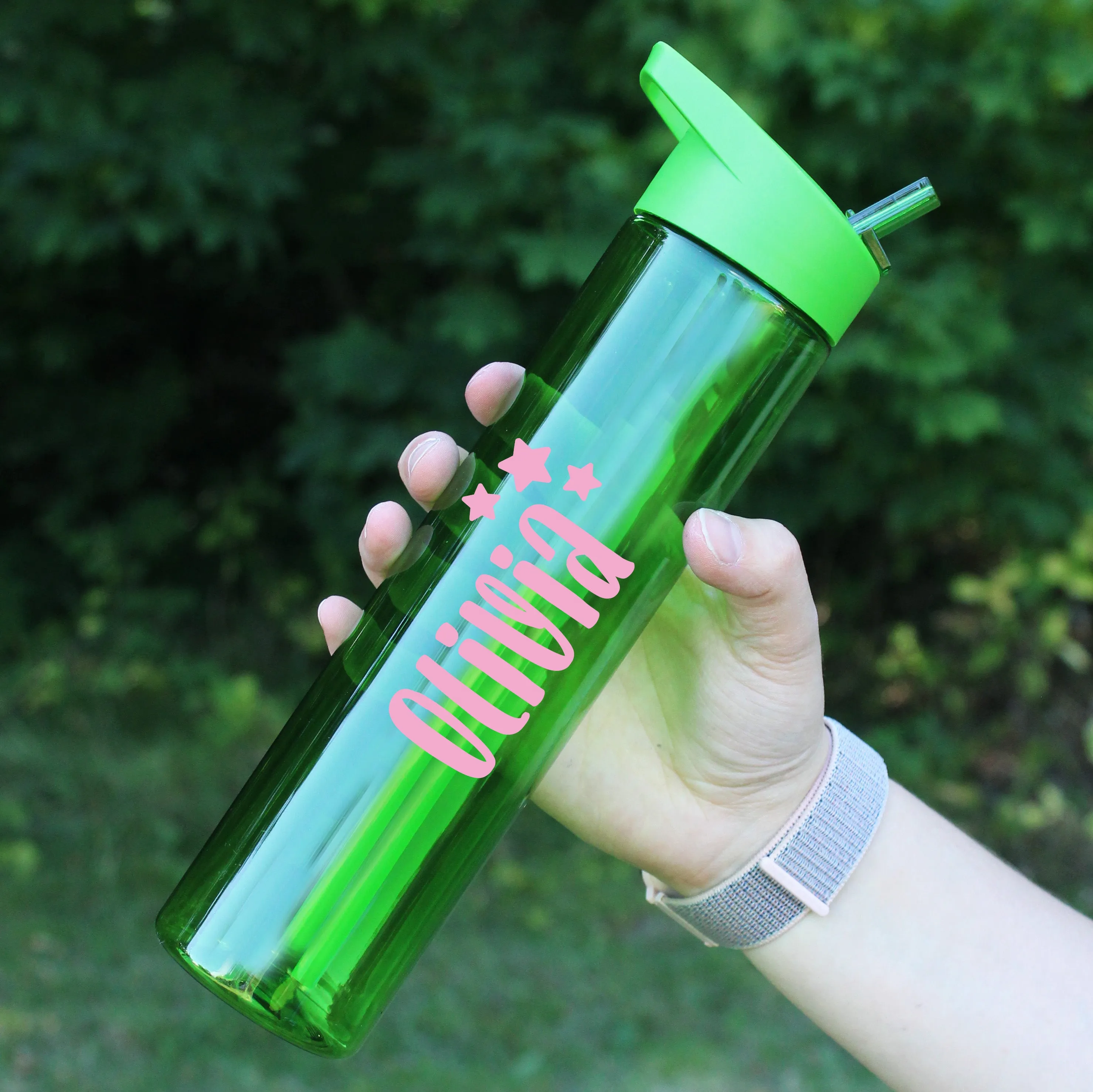 Personalised Kid's Water Bottle with Flip Straw 600ml