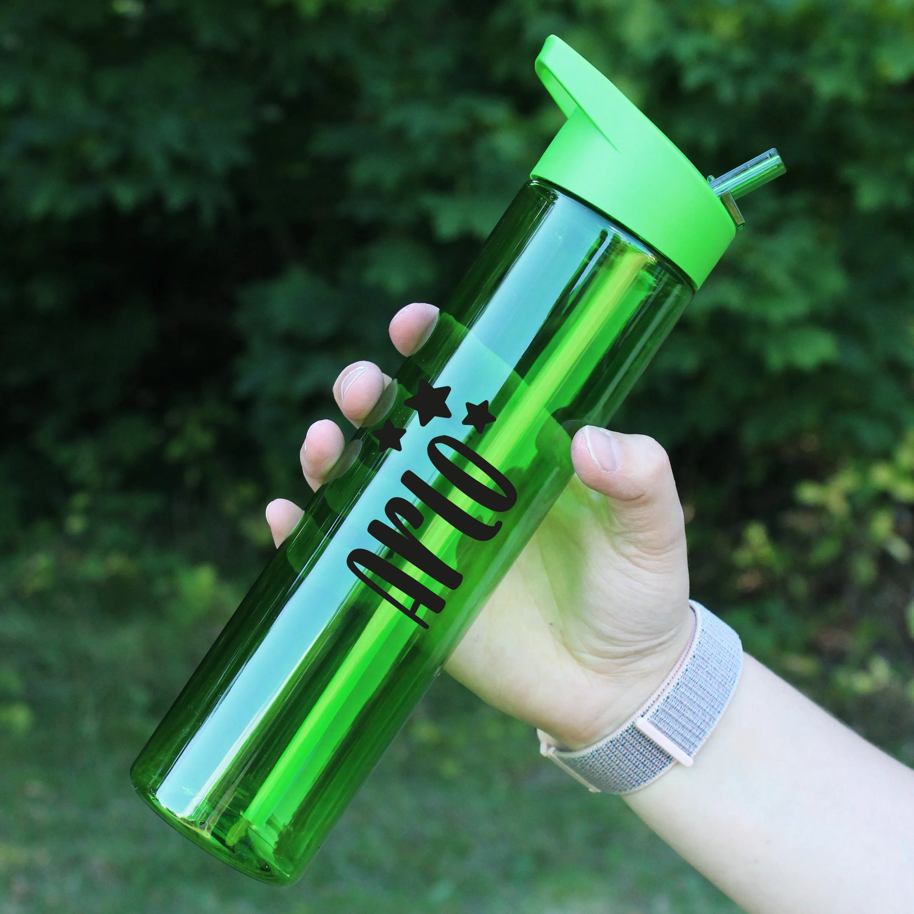 Personalised Kid's Water Bottle with Flip Straw 600ml