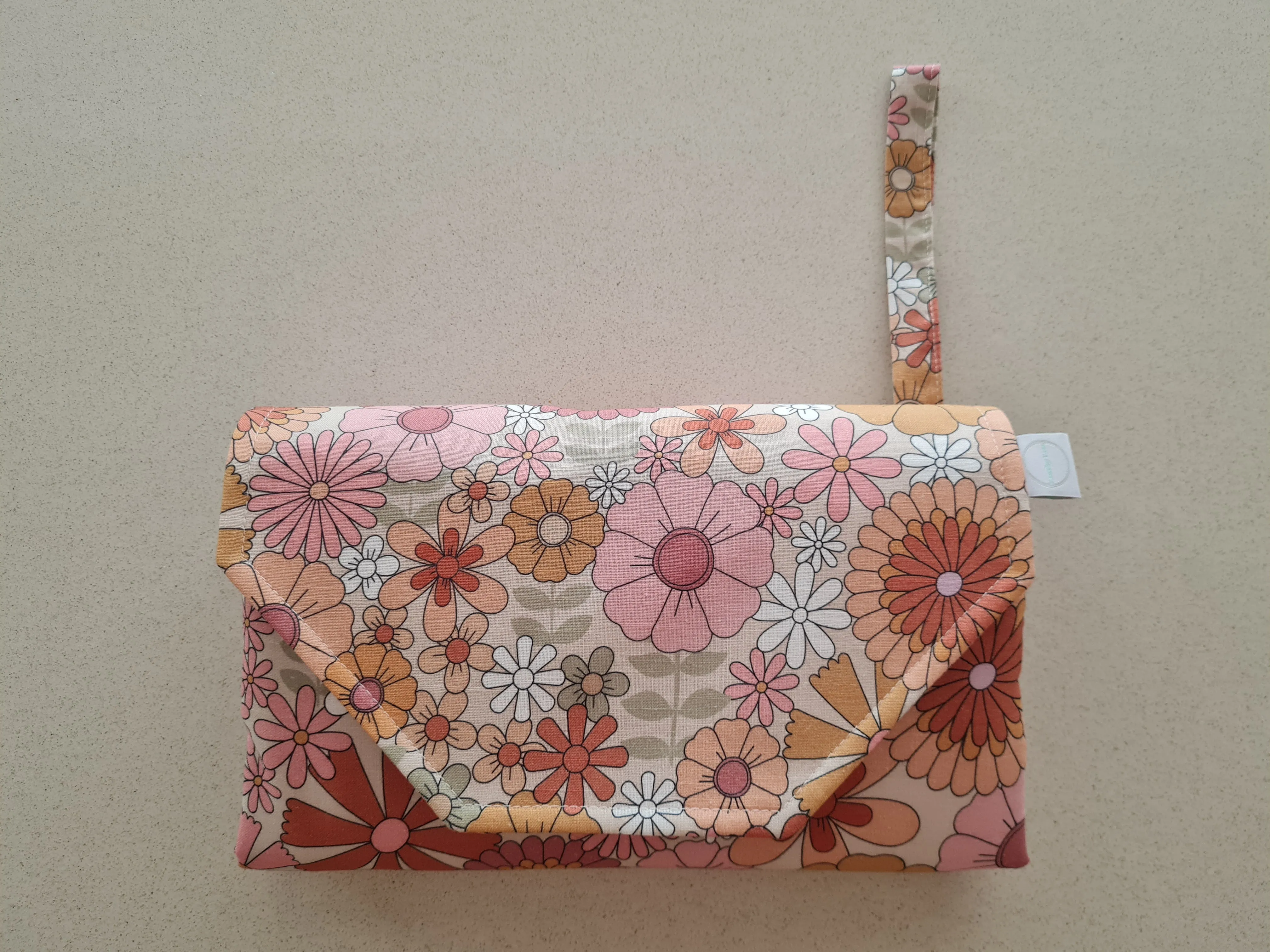 Pink Retro Floral Nappy change mat clutch (Pre Order - Dispatches in 12 days)