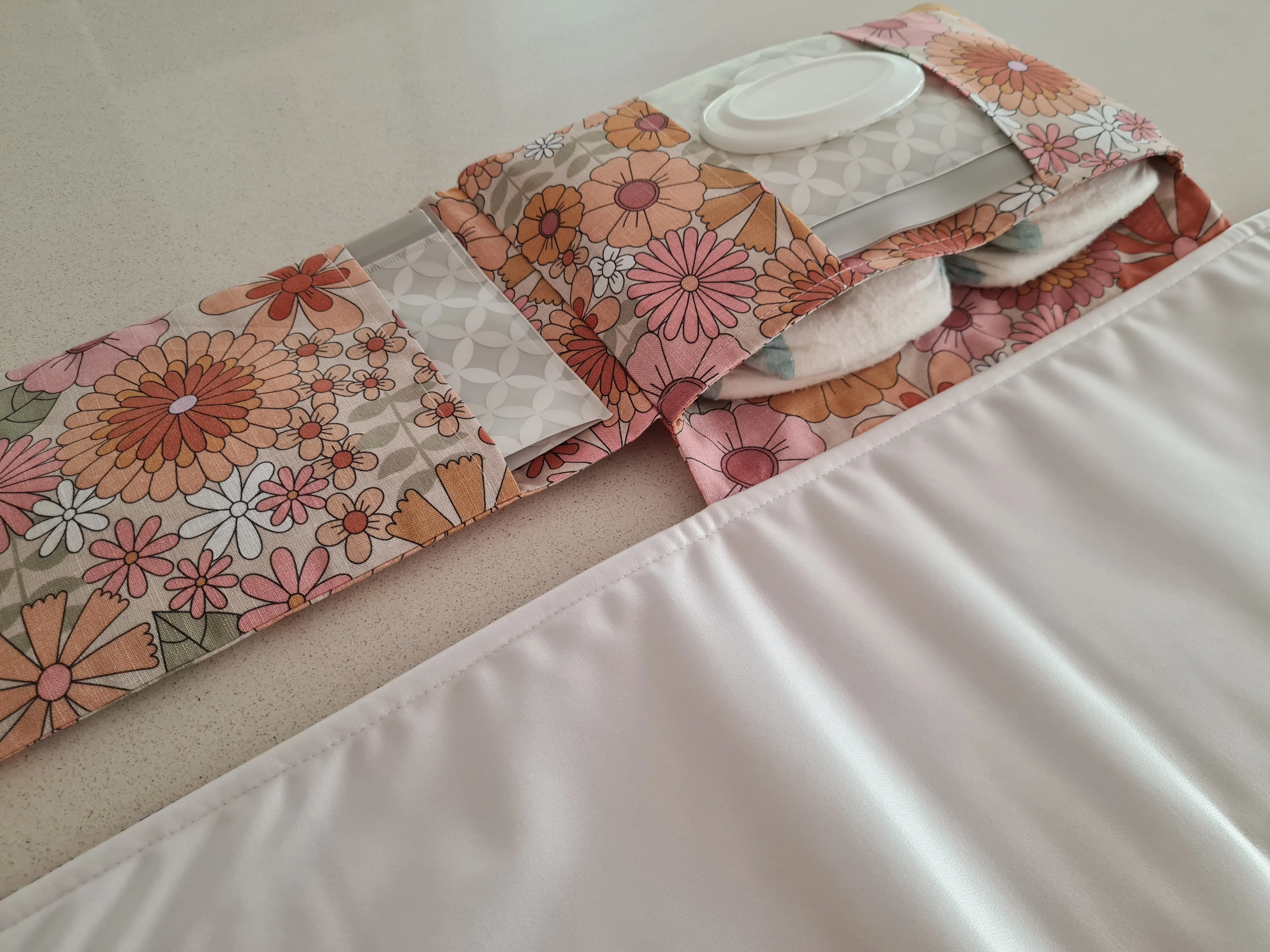 Pink Retro Floral Nappy change mat clutch (Pre Order - Dispatches in 12 days)