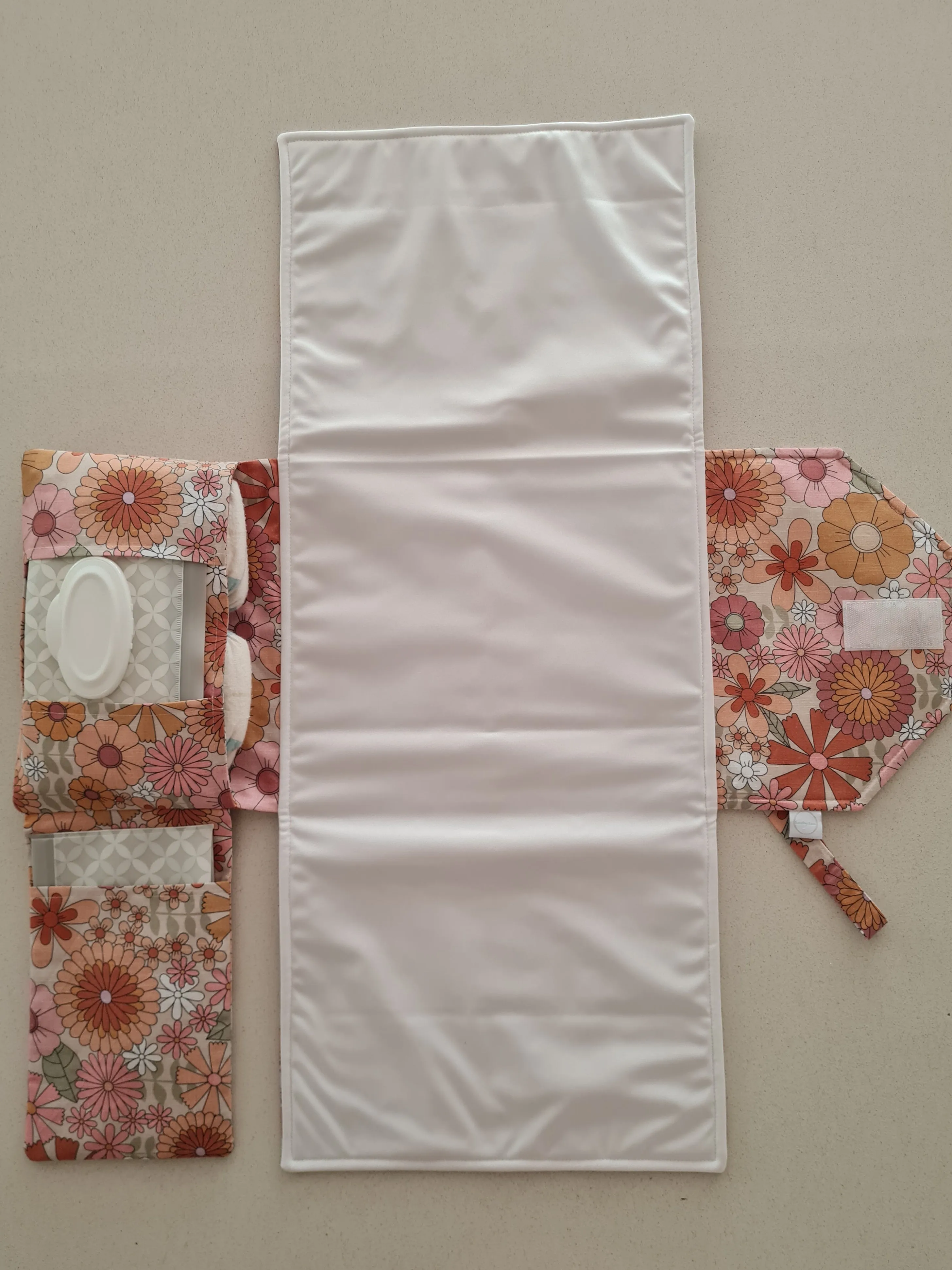 Pink Retro Floral Nappy change mat clutch (Pre Order - Dispatches in 12 days)