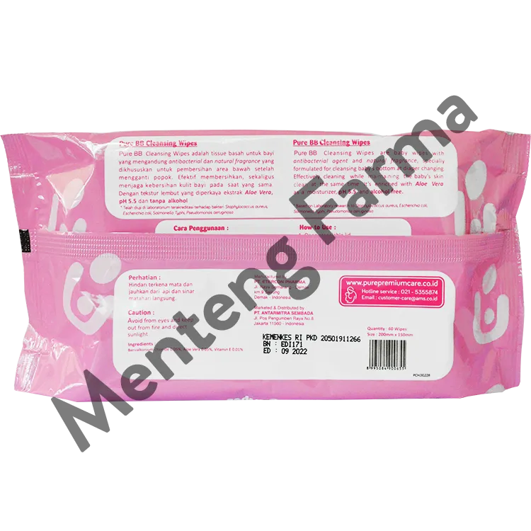 Pure Baby Cleansing Wipes Tea Olive 60 Sheets - Tisu Basah Bayi