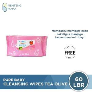 Pure Baby Cleansing Wipes Tea Olive 60 Sheets - Tisu Basah Bayi