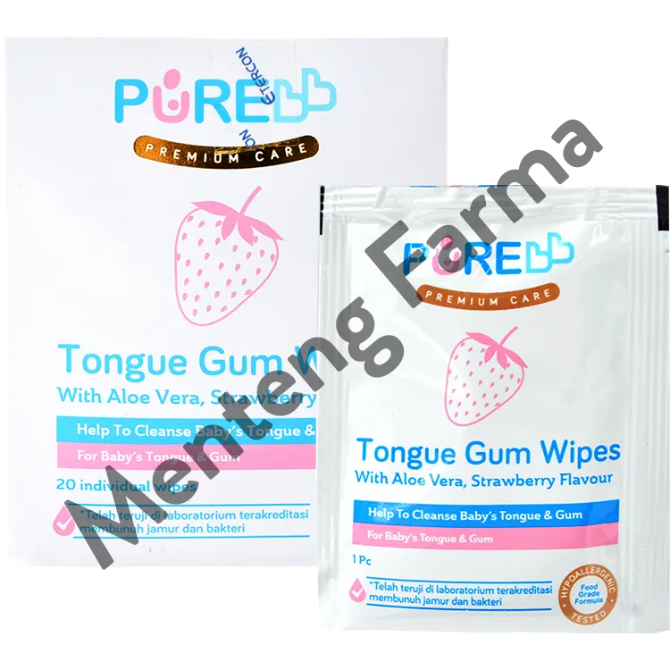 Pure Baby Tongue Gum Wipes Strawberry 20 Sheets - Tisu Basah Lidah dan Gusi Bayi
