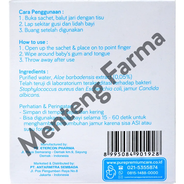 Pure Baby Tongue Gum Wipes Strawberry 20 Sheets - Tisu Basah Lidah dan Gusi Bayi