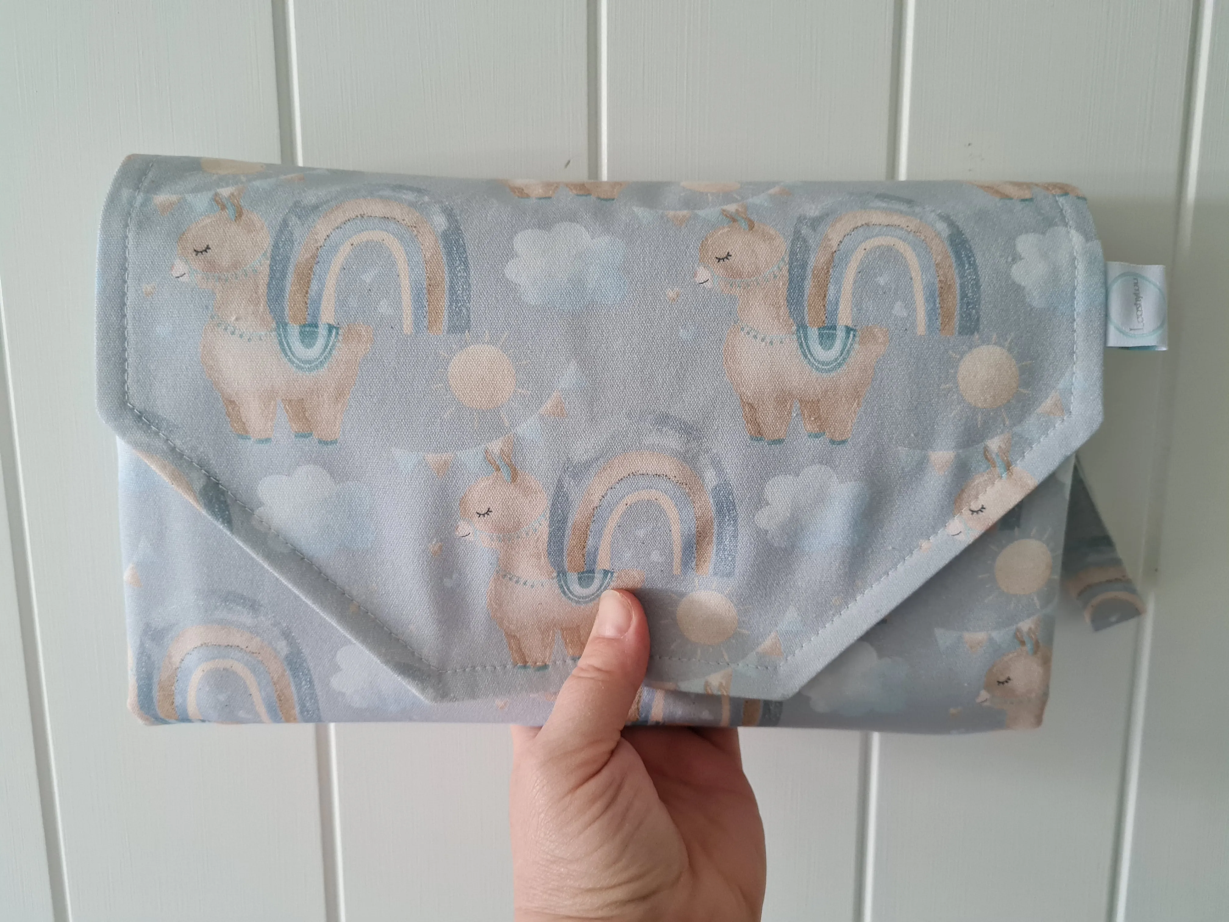 Rainbows & Llamas Nappy change mat clutch (Pre Order- Dispatches in 10 -12 days)