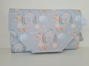 Rainbows & Llamas Nappy change mat clutch (Pre Order- Dispatches in 10 -12 days)