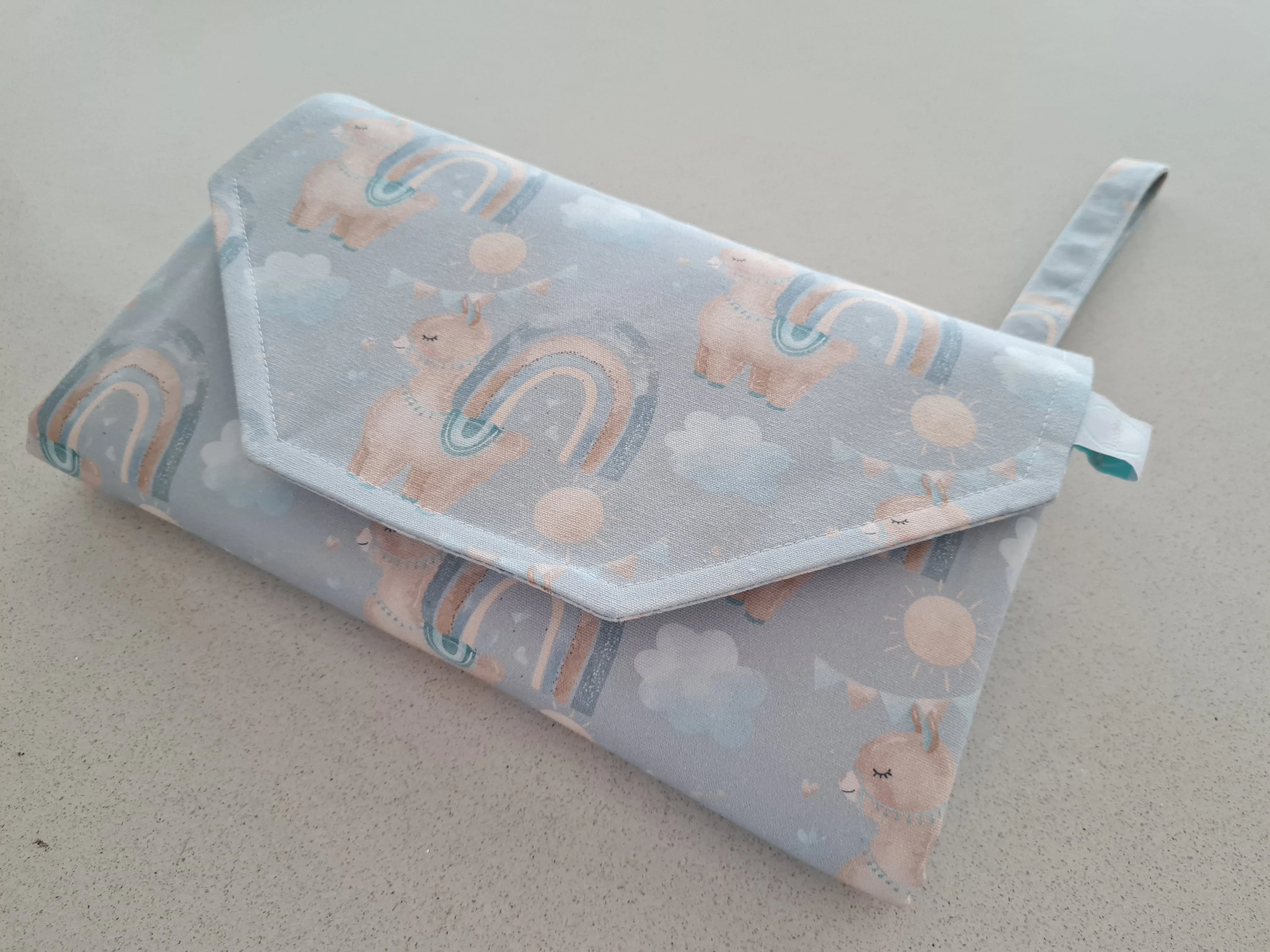 Rainbows & Llamas Nappy change mat clutch (Pre Order- Dispatches in 10 -12 days)