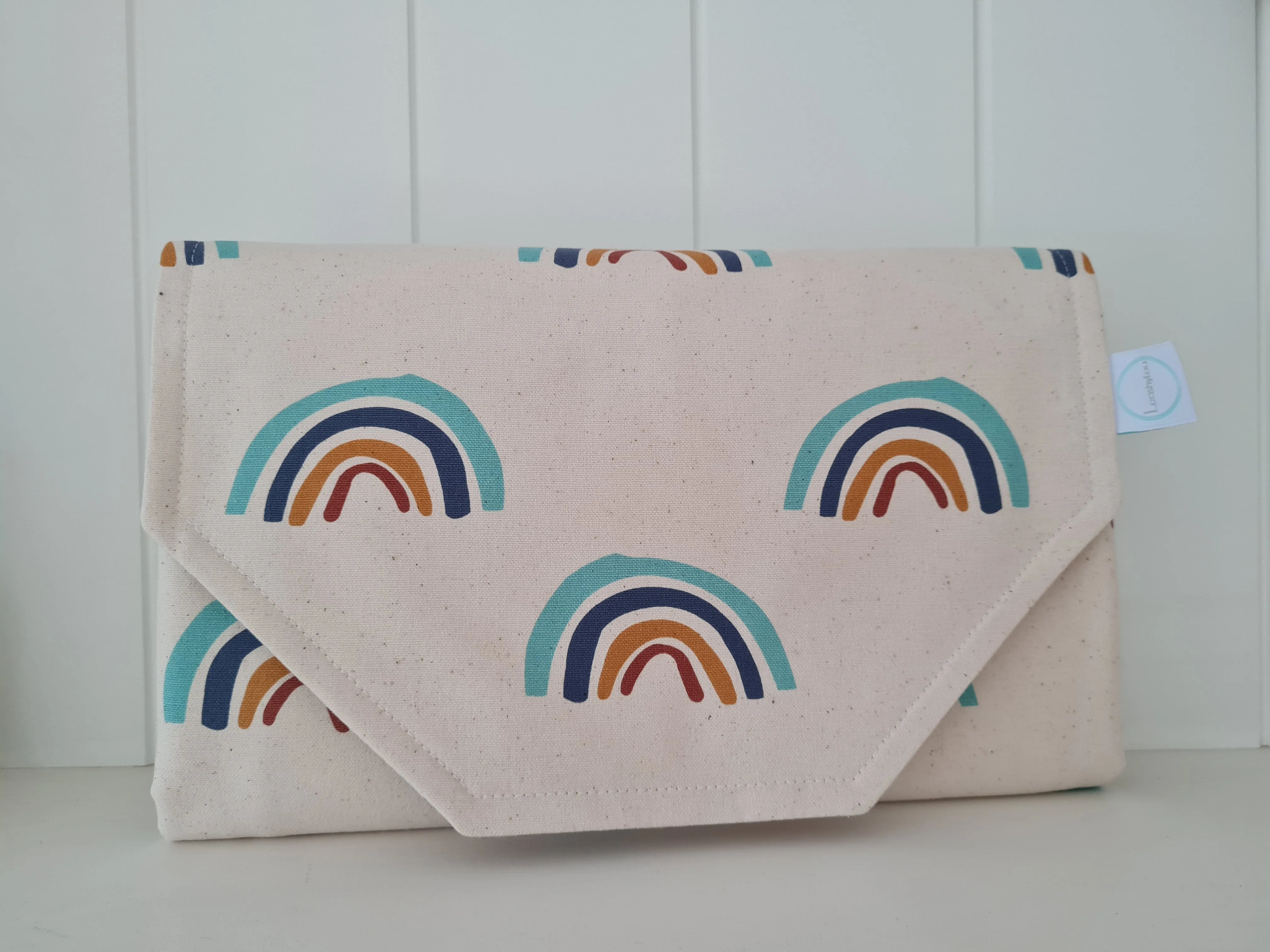 Rainbows on Natural Nappy change mat clutch (Pre Order - Dispatches 10 -12  days)