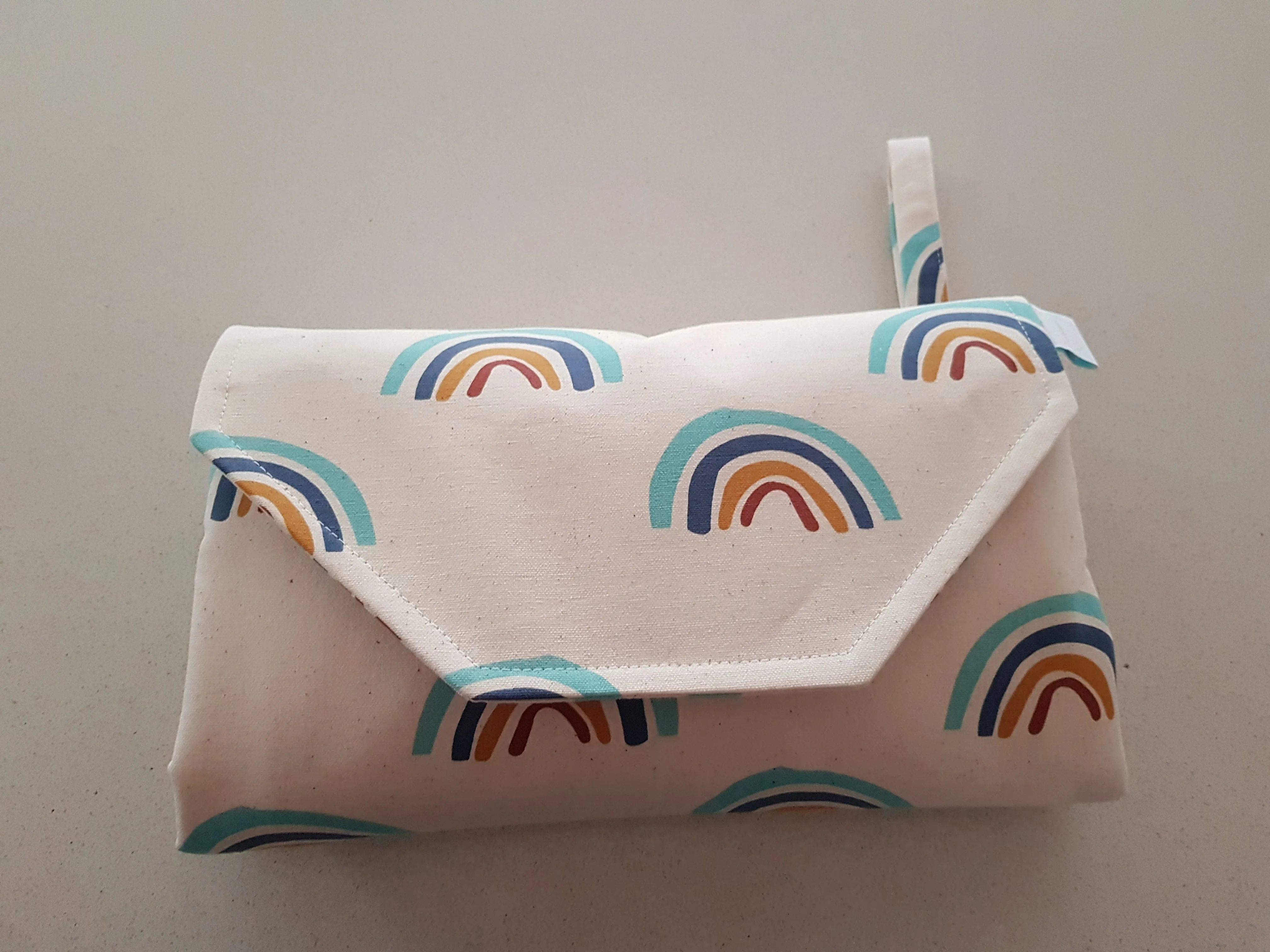 Rainbows on Natural Nappy change mat clutch (Pre Order - Dispatches 10 -12  days)