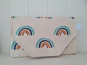 Rainbows on Natural Nappy change mat clutch (Pre Order - Dispatches 10 -12  days)