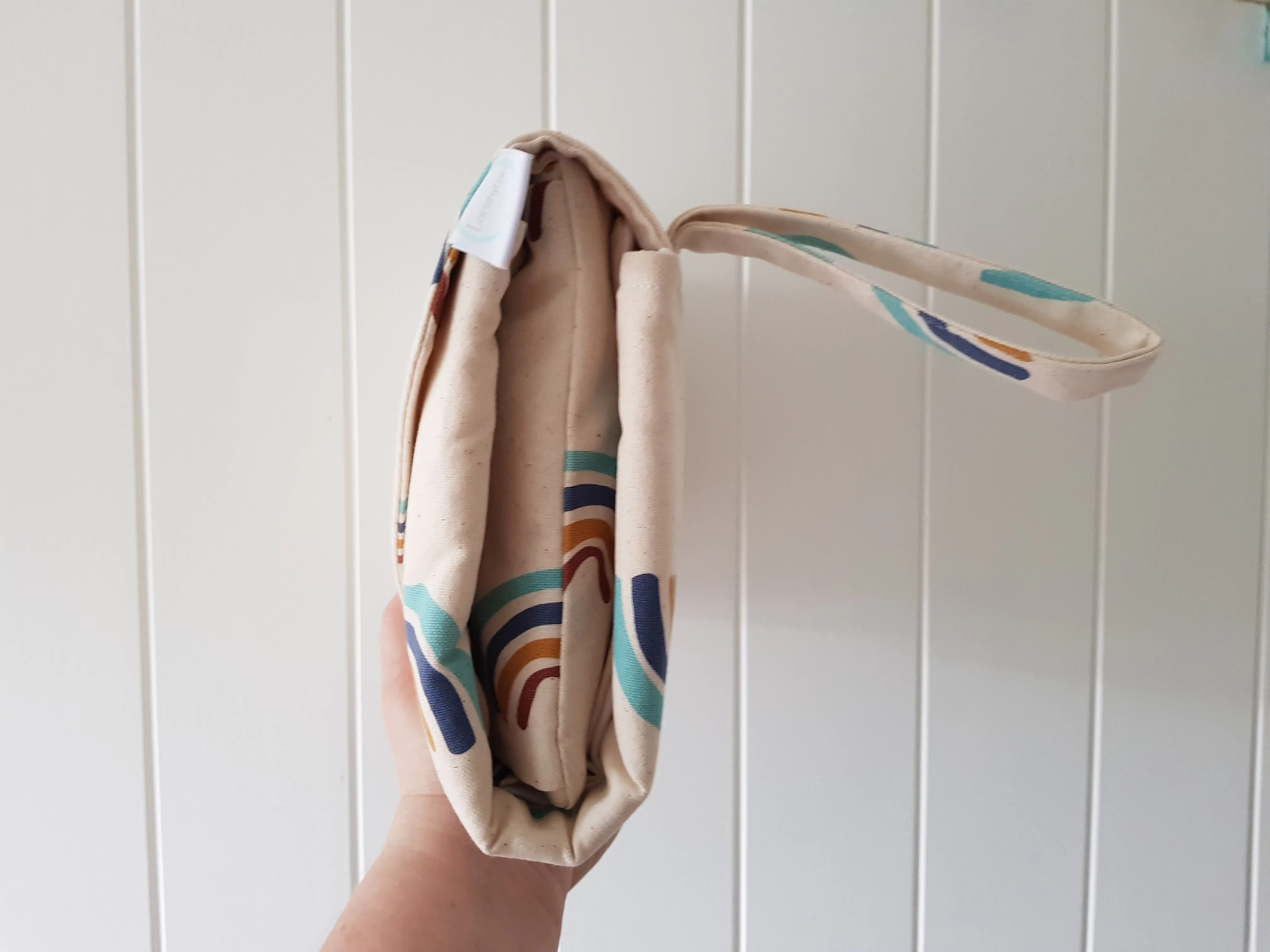 Rainbows on Natural Nappy change mat clutch (Pre Order - Dispatches 10 -12  days)