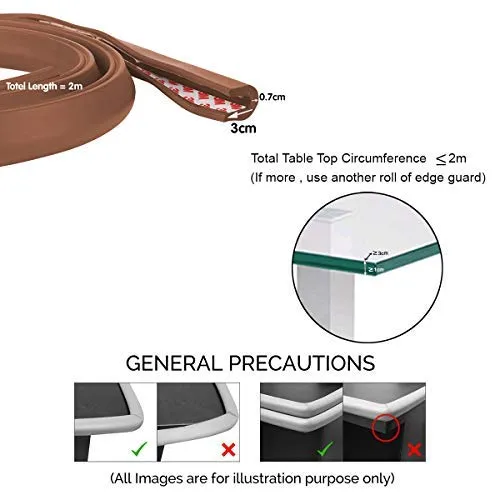 Safe-O-Kid- 2 Meter Long U - Shaped 1 Edge Guard Strip-Brown