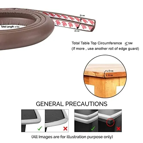 Safe-O-Kid, Edge Guards 5 Meter with 3M Adhesive- Brown (Pack of 1)