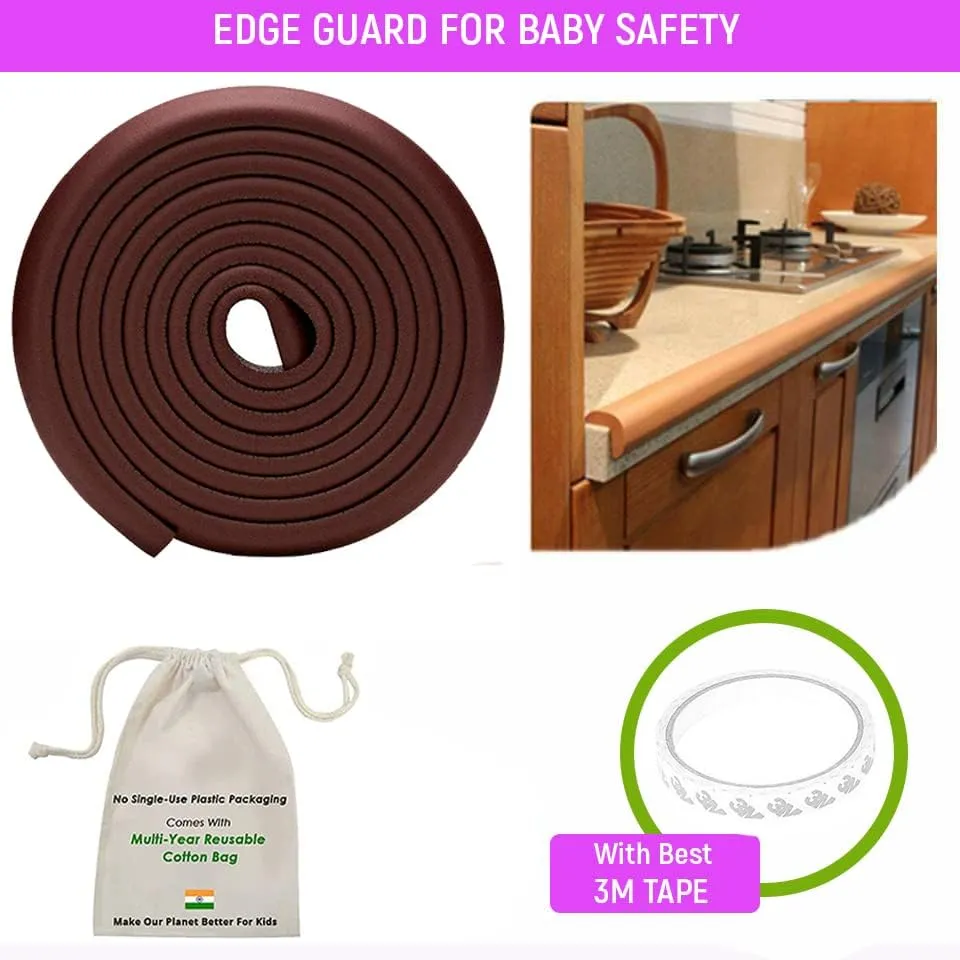 Safe-O-Kid, Edge Guards 5 Meter with 3M Adhesive- Brown (Pack of 1)
