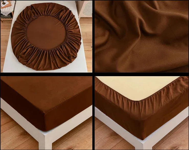 Terry Cotton Waterproof Mattress Cover Fitted Style - Brown