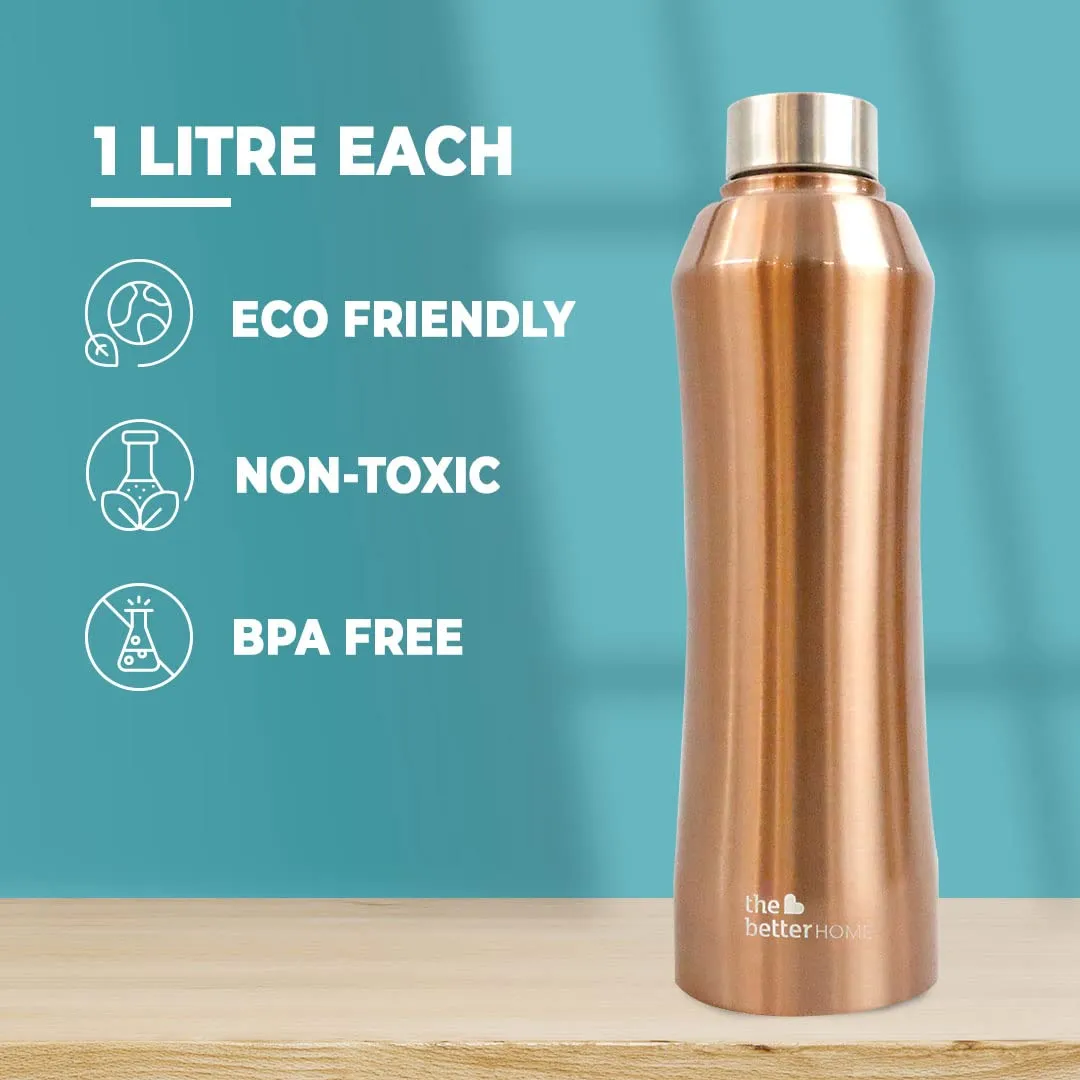 The Better Home Stainless Steel Water Bottle 1 Litre | Non-Toxic & BPA Free Water Bottles 1  Litre | Rust-Proof, Lightweight, Leak-Proof & Durable Steel Bottle For Home, Office & School‚Ä¶ (Pack of 50)