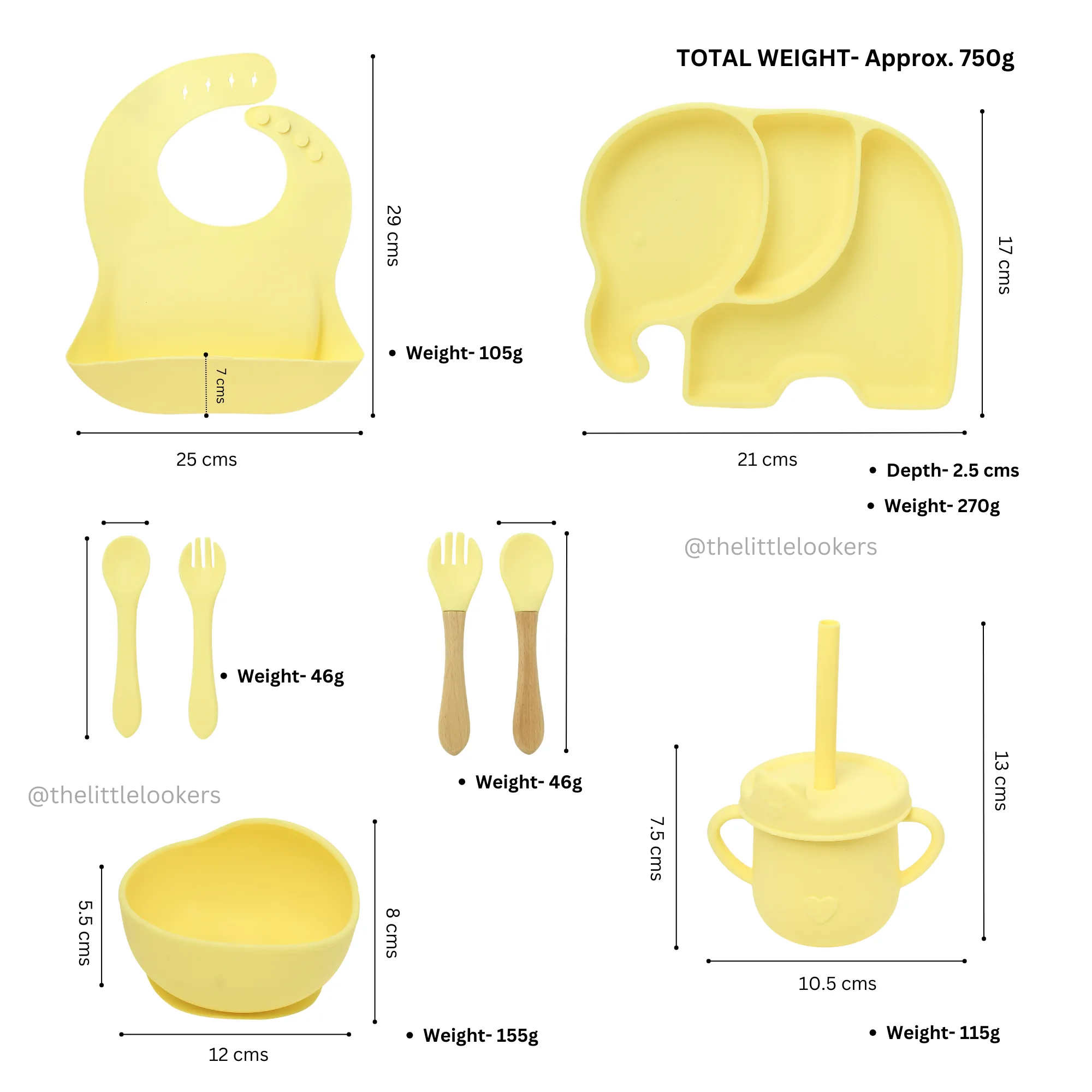 THE LITTLE LOOKERS Baby Feeding Set I 11 Piece Baby Dining Set I Baby Bowl and Spoon Set, Bib, Snack/Sipper Cup