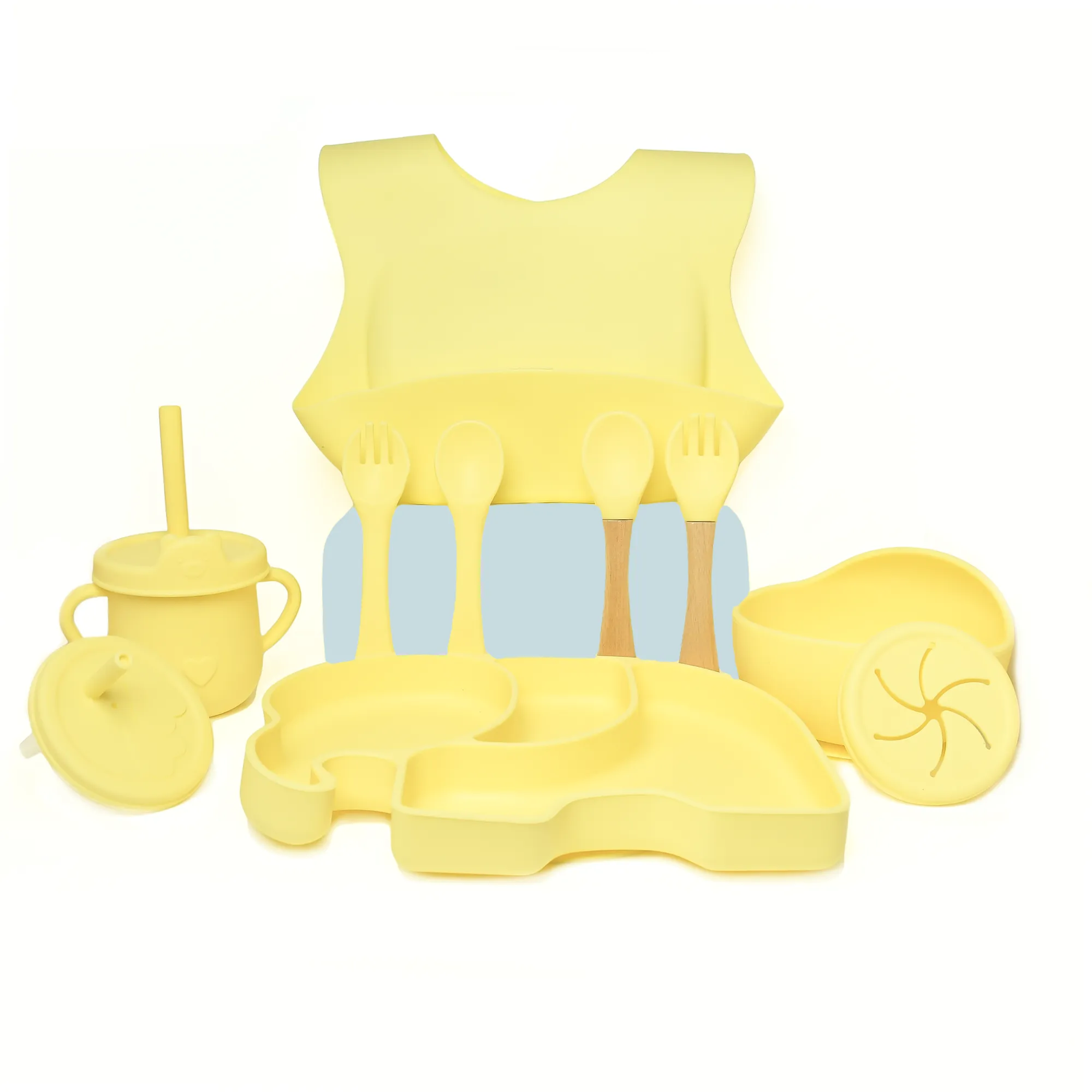 THE LITTLE LOOKERS Baby Feeding Set I 11 Piece Baby Dining Set I Baby Bowl and Spoon Set, Bib, Snack/Sipper Cup