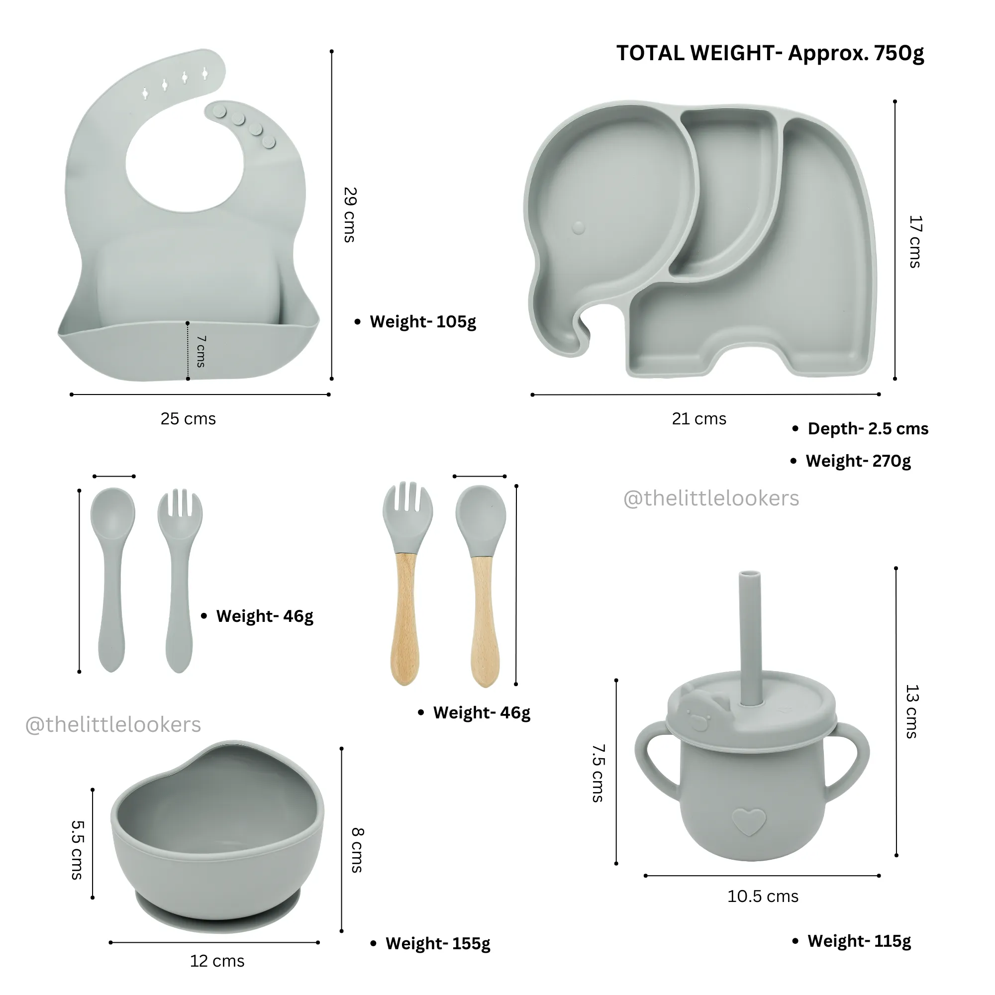THE LITTLE LOOKERS Baby Feeding Set I 11 Piece Baby Dining Set I Baby Bowl and Spoon Set, Bib, Snack/Sipper Cup