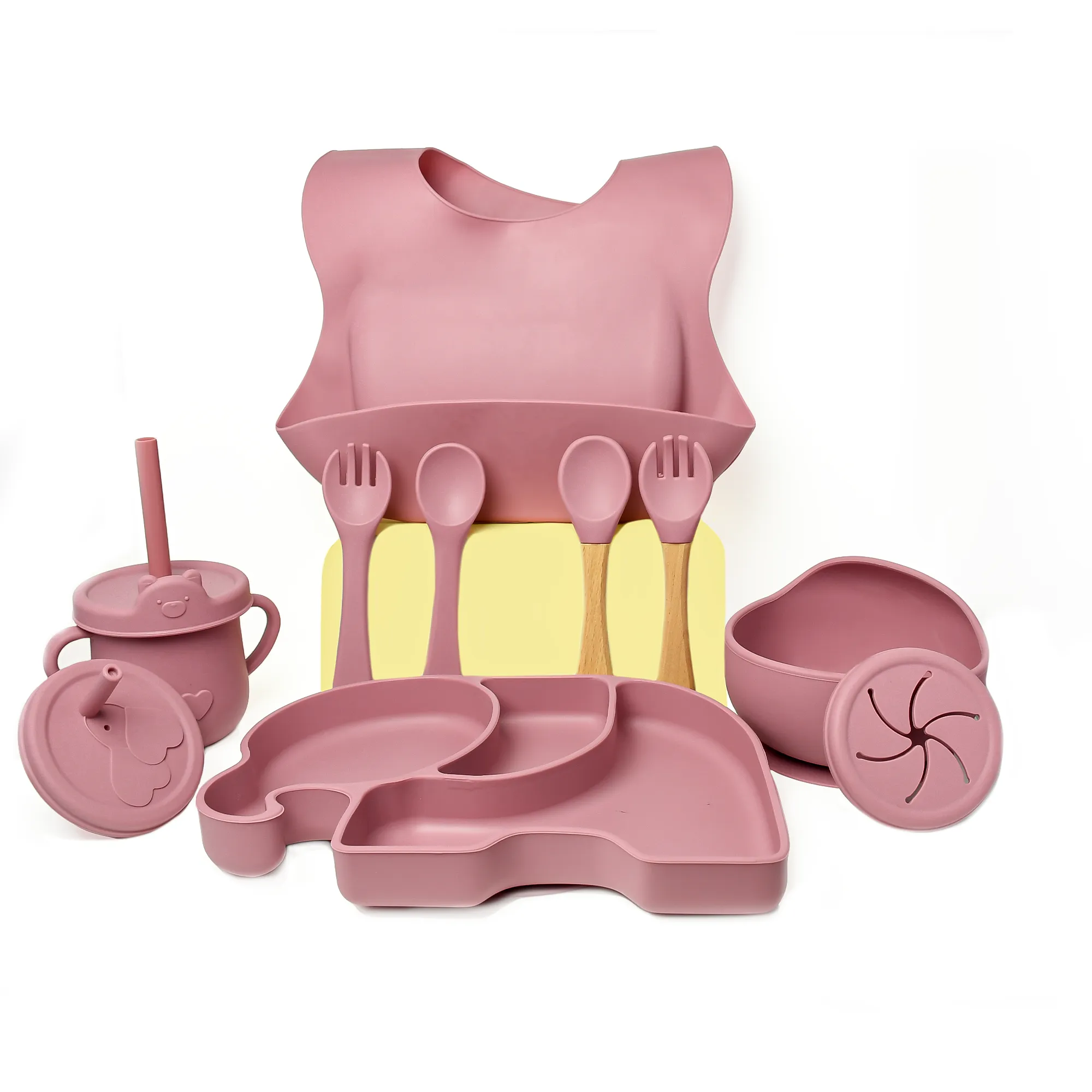 THE LITTLE LOOKERS Baby Feeding Set I 11 Piece Baby Dining Set I Baby Bowl and Spoon Set, Bib, Snack/Sipper Cup