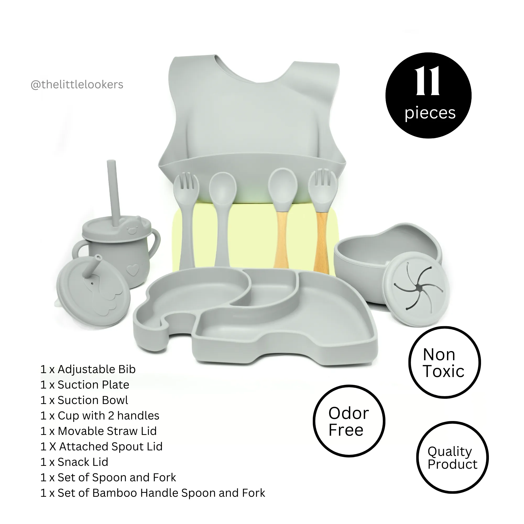 THE LITTLE LOOKERS Baby Feeding Set I 11 Piece Baby Dining Set I Baby Bowl and Spoon Set, Bib, Snack/Sipper Cup