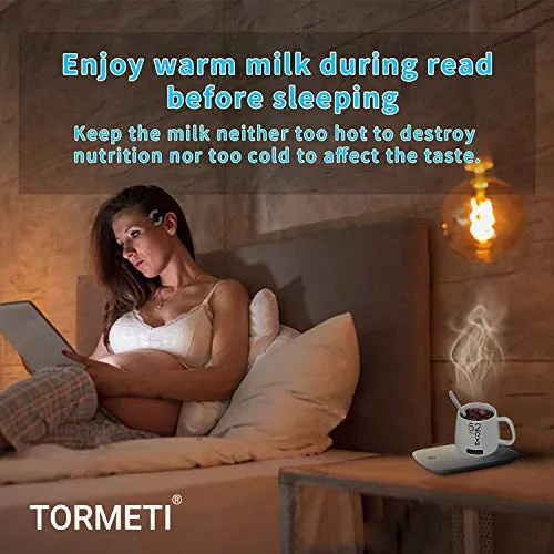 Tormeti Personal Coffee Mug & Coffee Warmer Auto Shut Off Desktop Heated Coffee Mug Warmer Hot Coffee Plate for Tea Joe Water Milk Hot Cocoa or Candle Wax with 500ml Coffee Mug