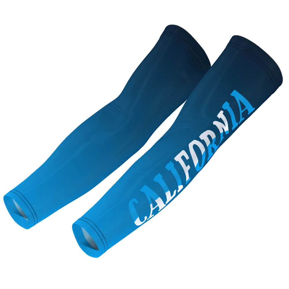 Unisex Blue California Quick Dry Cycling Arm-Warmers