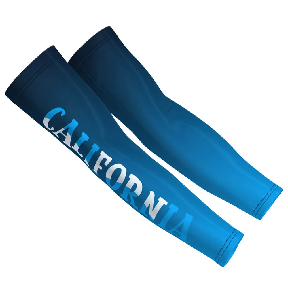 Unisex Blue California Quick Dry Cycling Arm-Warmers