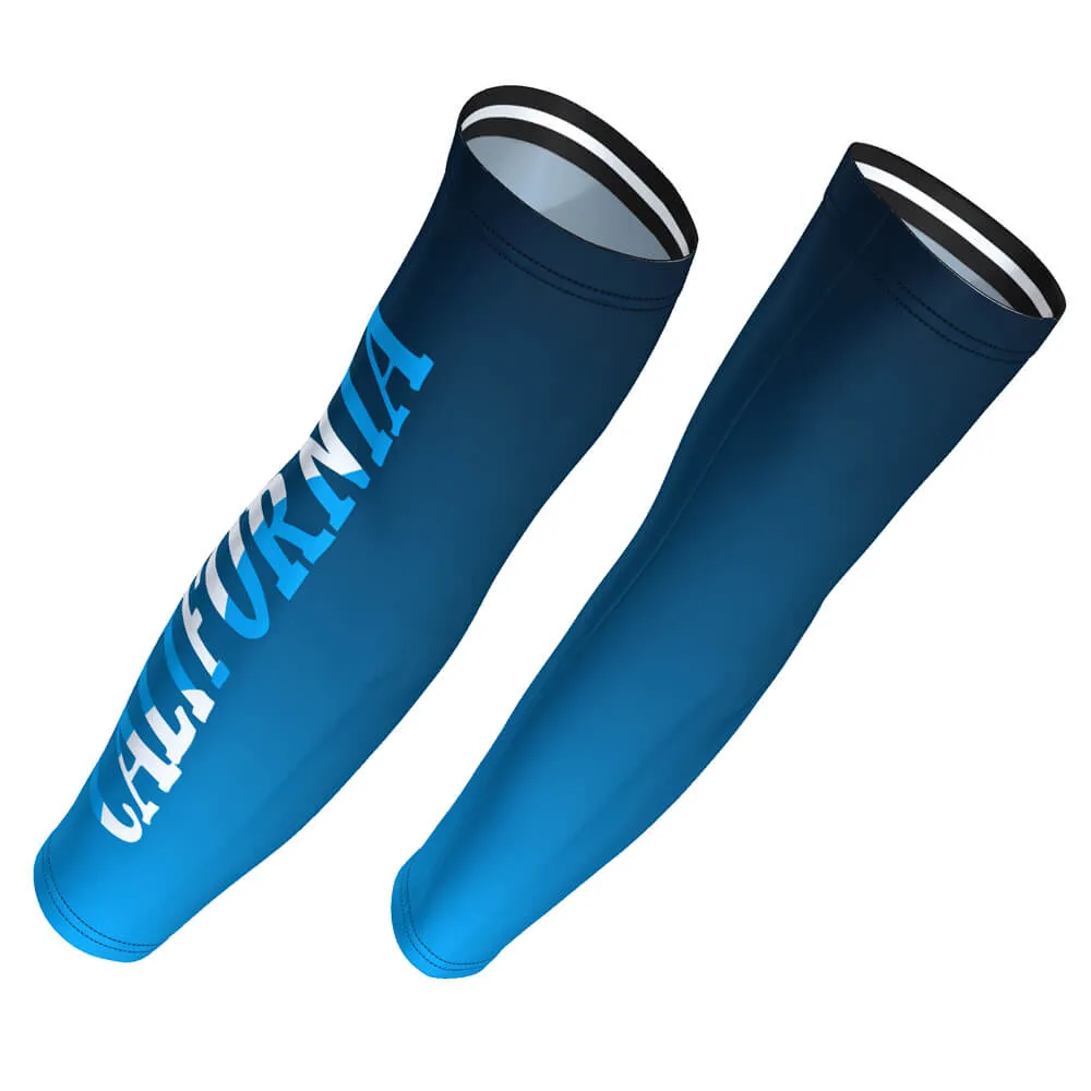 Unisex Blue California Quick Dry Cycling Arm-Warmers