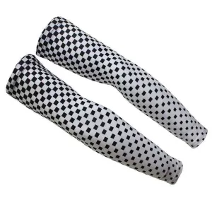 Unisex White Chequered Flag Quick Dry Cycling Arm-Warmers