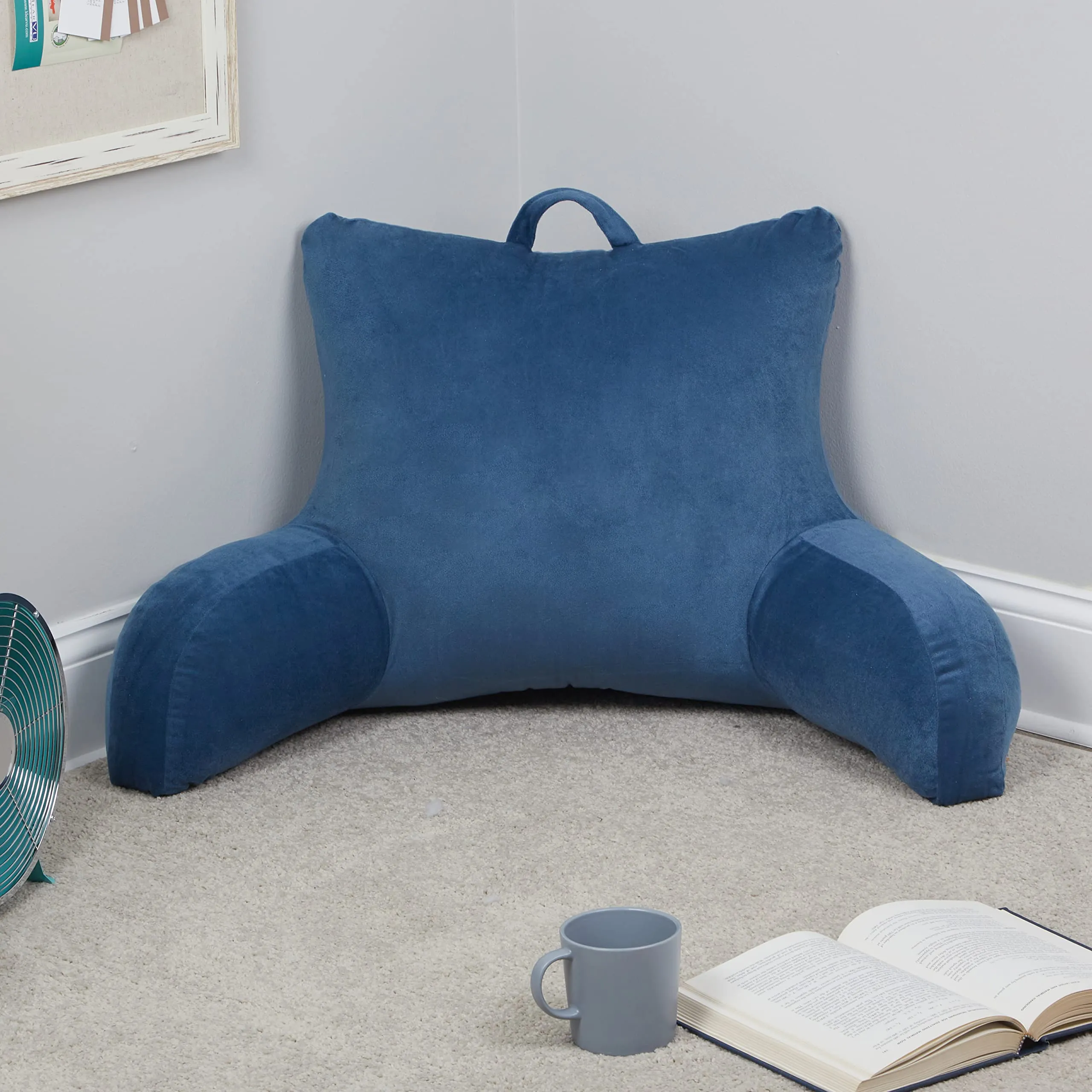 Velour Neck Back Lumbar Support Pillow Reading Pillow with Arms