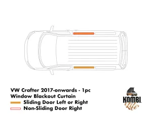 VW Crafter (2017-onwards) - 1pc Window Blackout Curtain - Sliding Door Left or Right or Non-Sliding Door Right
