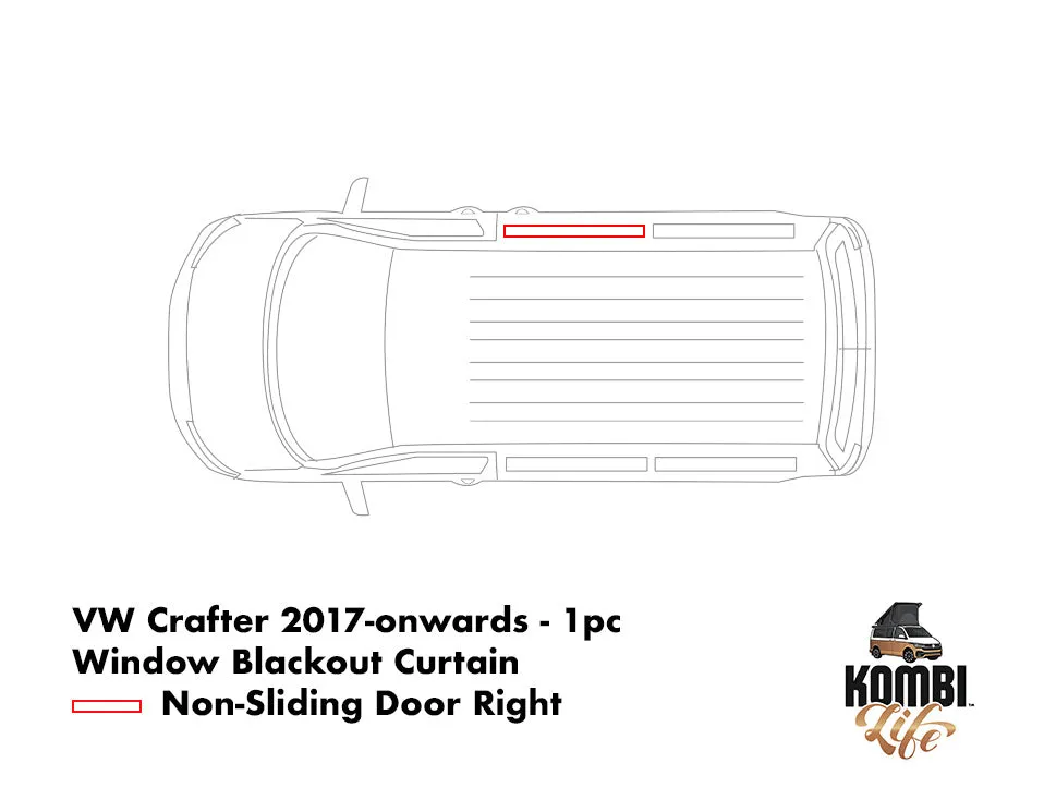 VW Crafter (2017-onwards) - 1pc Window Blackout Curtain - Sliding Door Left or Right or Non-Sliding Door Right