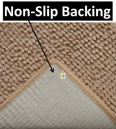 Yellow Weaves Shaggy Microfiber Anti Slip Bath Mat, 40 X 60 cm, Color: Beige, Set of 2