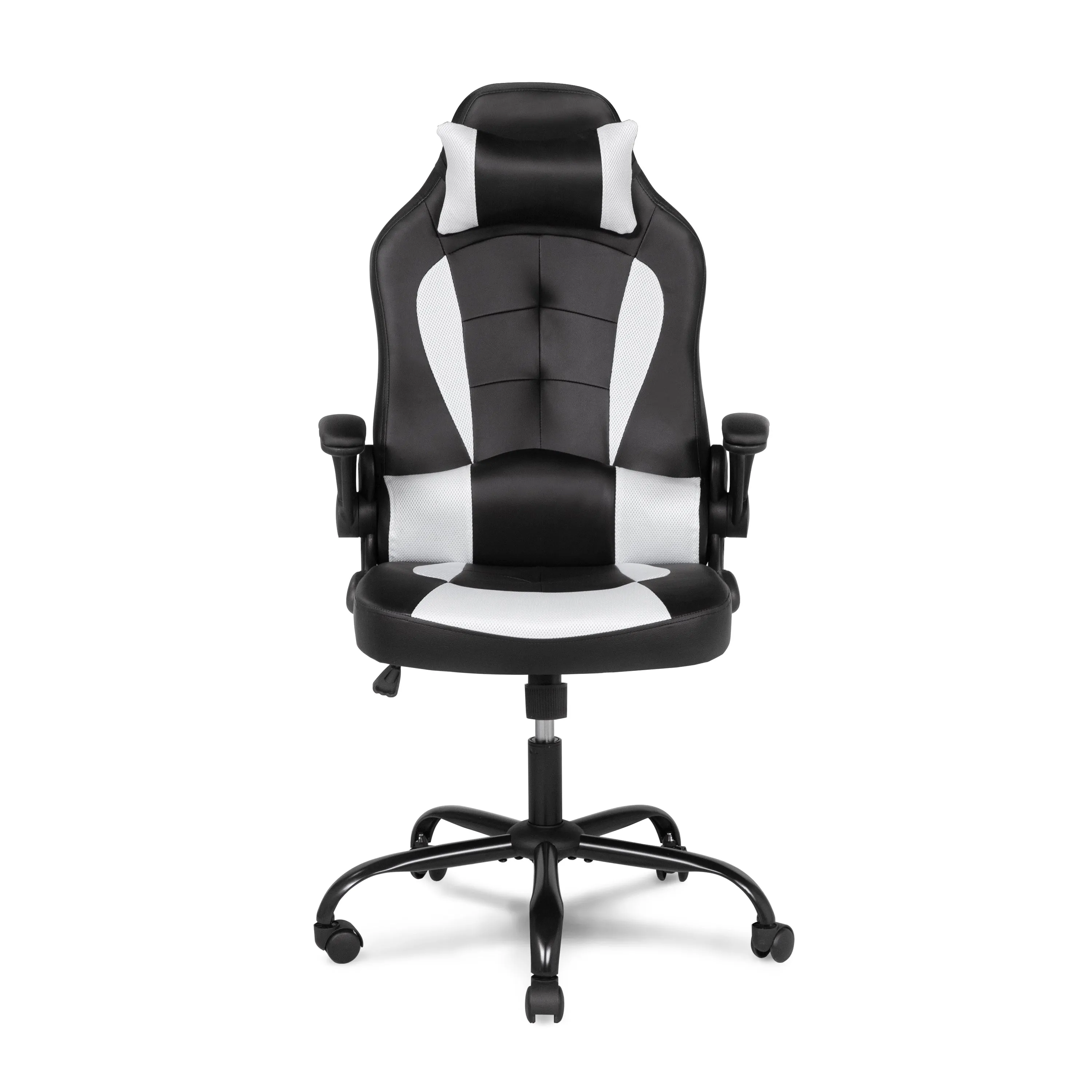 Zena Black and White Gaming Chair with Removable Pillow Headrest